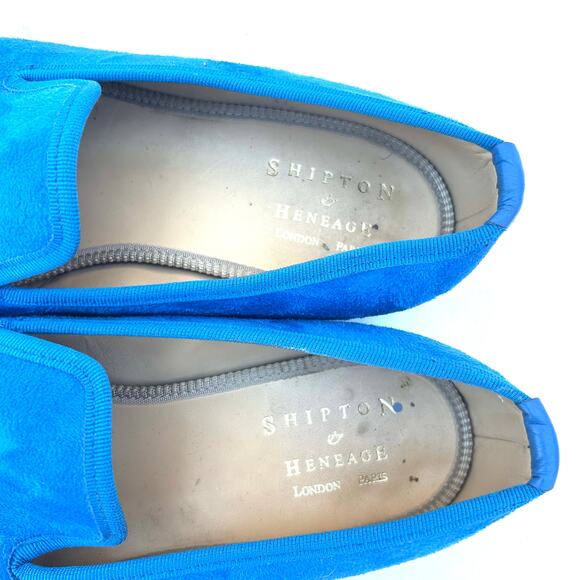 Shipton & Heneage Men’s Velvet Smoking Slippers Loafers Blue Palm Tree US 9 - Picture 5 of 9